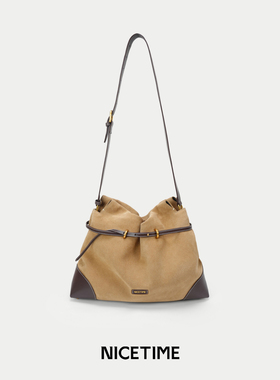 NICETIME【假日序章】松弛感hobo包女士磨砂皮大容量单肩斜挎包