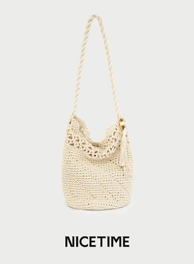 NICETIME蜡线手工编织水桶包女包百搭单肩通勤日常轻便大容量