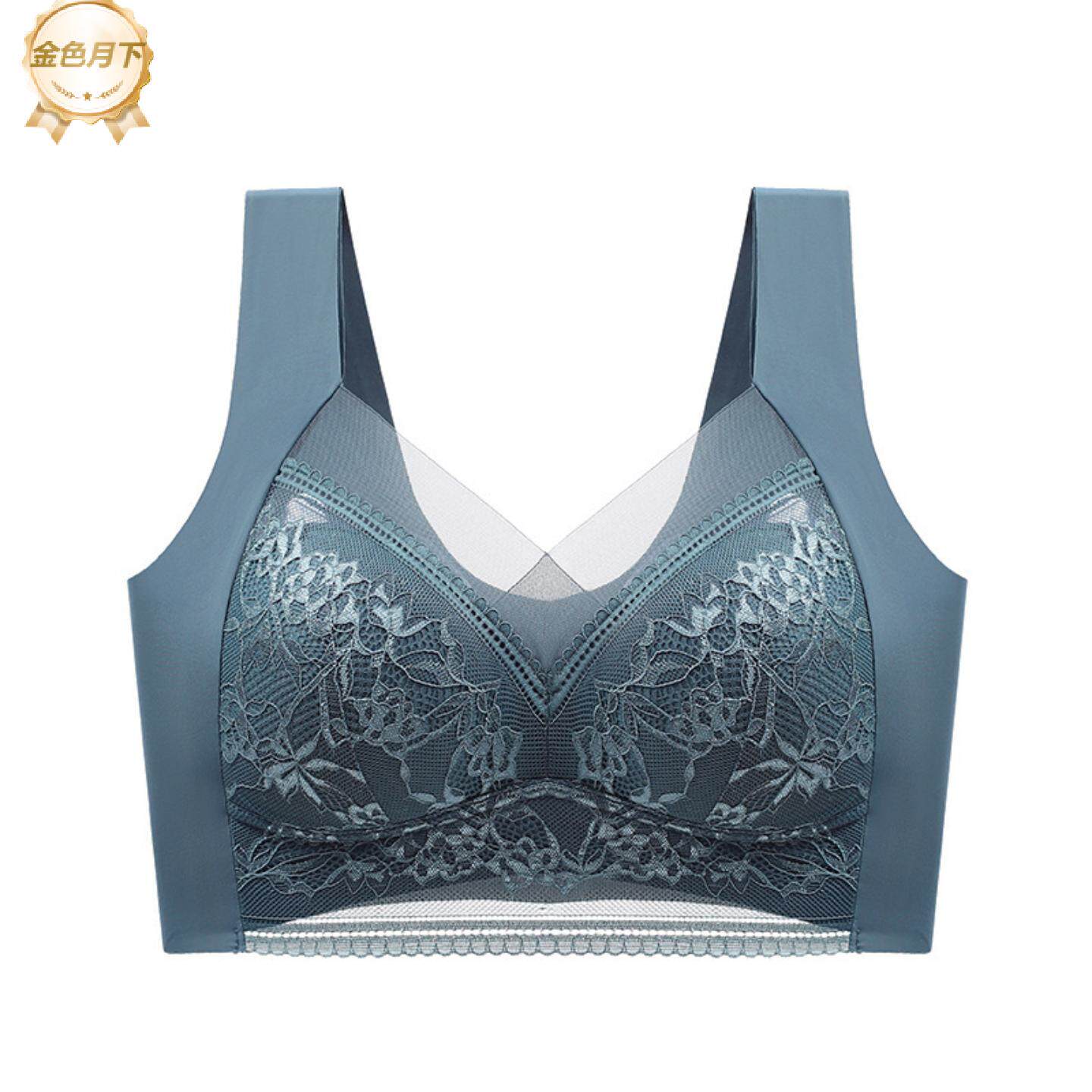 一体式固定杯无痕收副乳睡眠背心式内衣女聚拢美背无钢圈蕾丝文胸