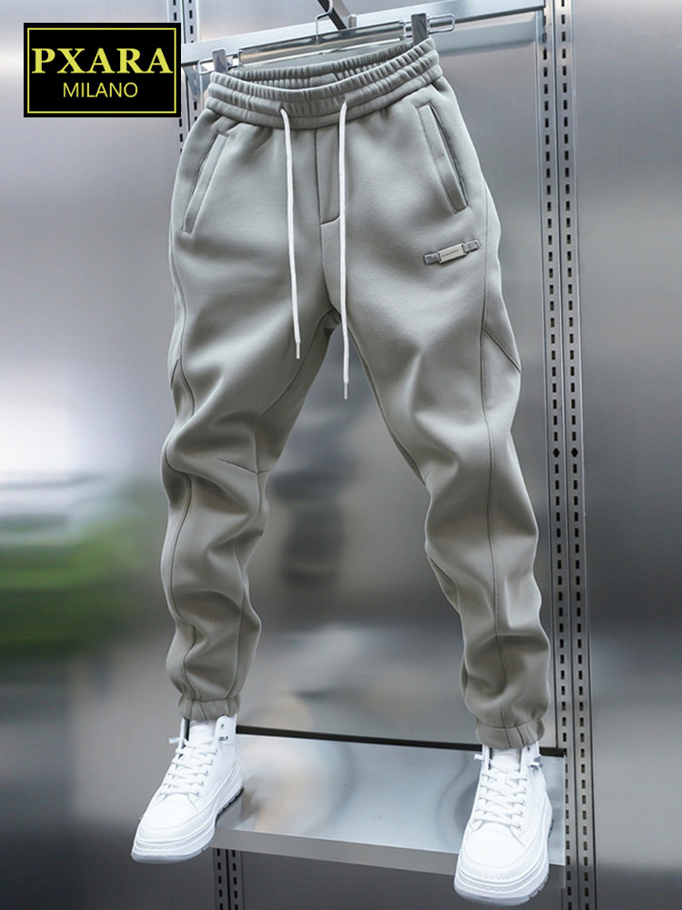 PXARA/高端束脚卫裤男士2025新款秋冬季松紧腰弹力男裤运动休闲裤,男装,休闲裤,淘宝优惠券,粉丝福利购,淘宝优惠卷