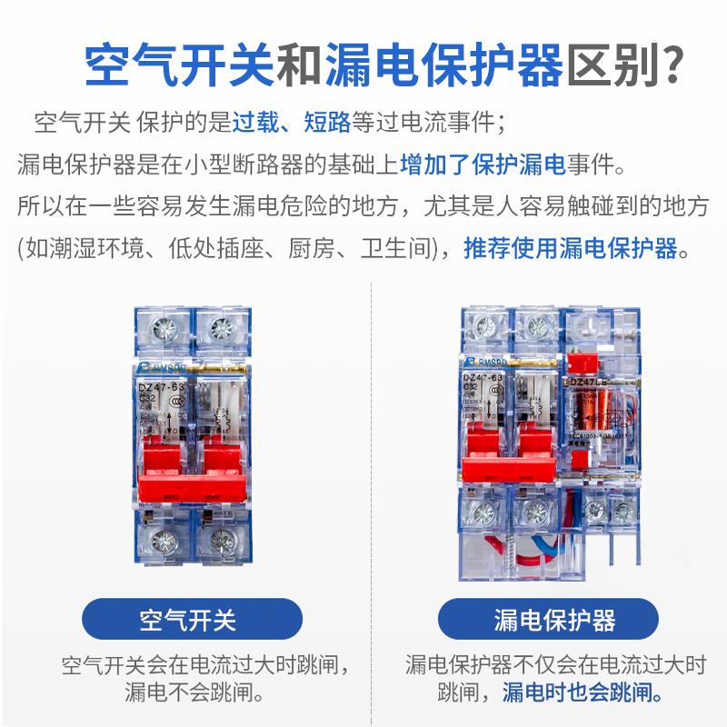上海人民DZ47-63A空气0开P关透明珺乐光1P2P34P小型路断器22V空开