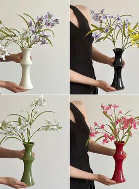 中古风新中式竹子陶瓷花瓶小翠兰仿真花假花客厅桌面摆件装饰品