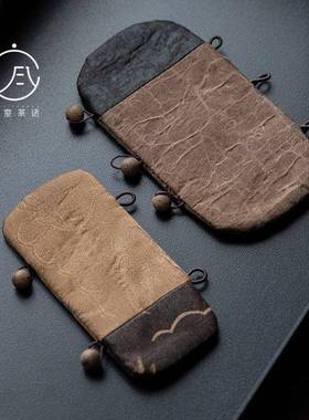 宜室茶话双面香云纱铁银壶壶把提梁壶把套隔热套防烫布垫茶道配件