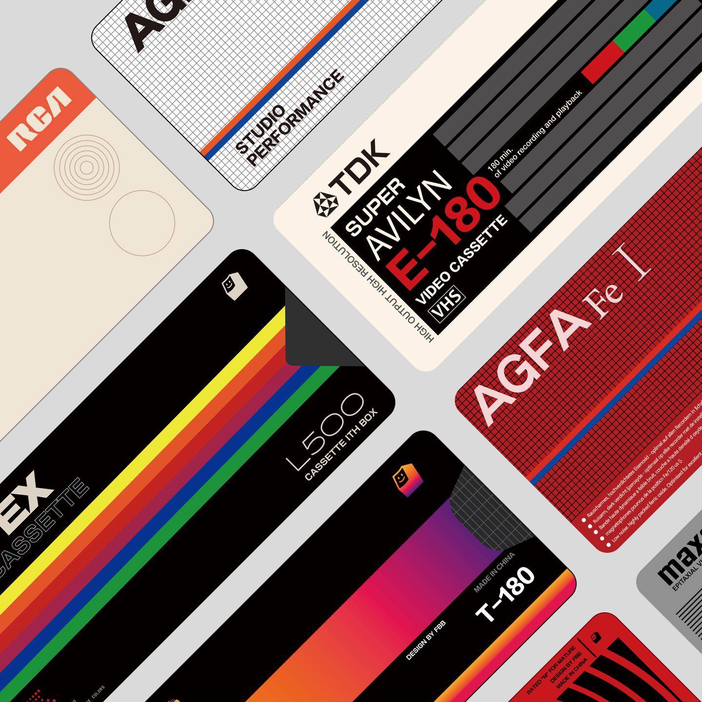 Fbb原版覆古风格磁带系列鼠标垫超大办公室办公桌垫千禧年设计风