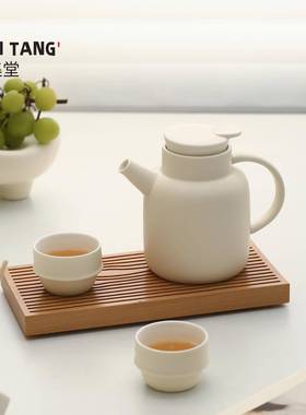 宜集堂INS奶油焖茶壶陶瓷大容量泡茶茶水分离家用高级感茶杯现代