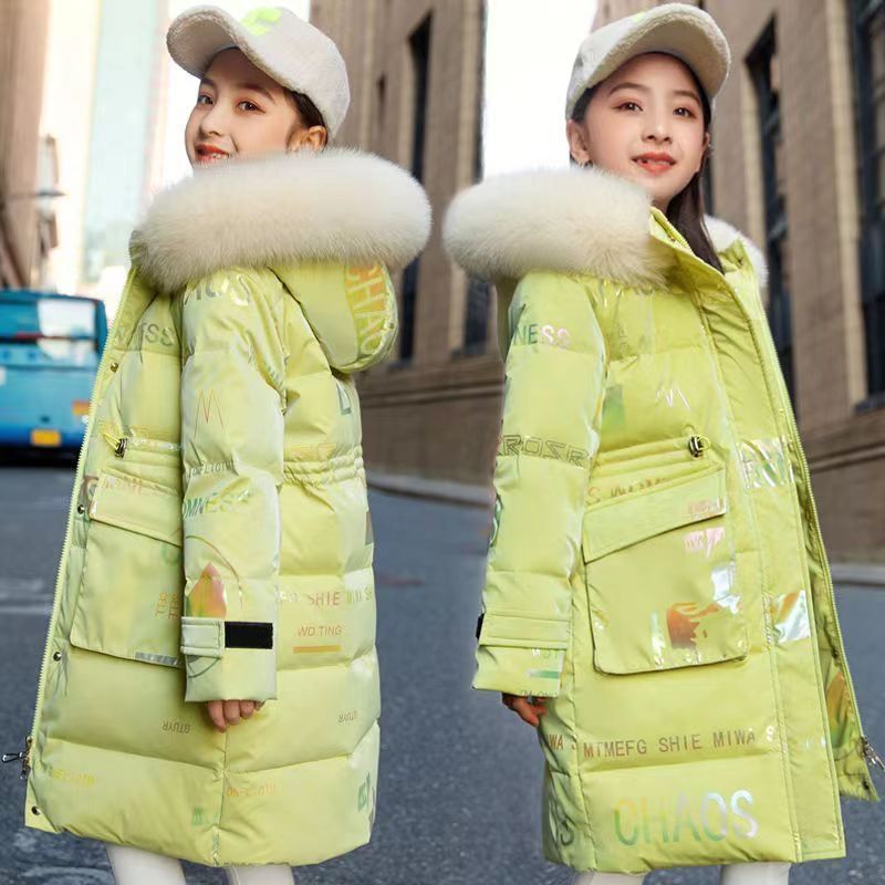 女童冬装羽绒棉服2025新款加绒加厚棉衣儿童中长款棉袄中大童