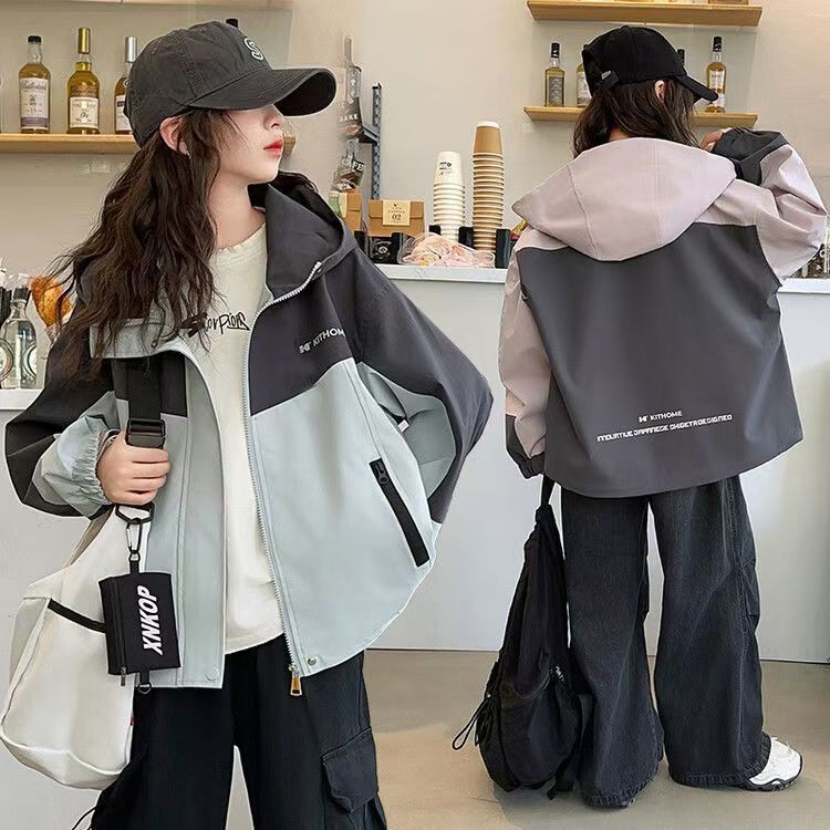 女童外套春秋款2025新款秋季衣服大童洋气时髦夹克儿童冲锋衣上衣