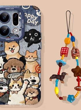 牛仔小猫适用oppofindx9手机壳女findx9pro套硅胶findx8ultra全包8s防摔x8por新款外壳x7挂绳0pp0软8pro高级