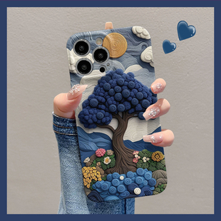 渐变山川树木适用苹果华为vivo小米oppo红米荣耀一加iPhone16手机壳15promax菲林14夏季i13新款12女mate70pro