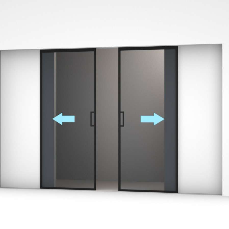 工厂直供  两门同步反向联动推拉门滑轮组套装 同步对开推拉门