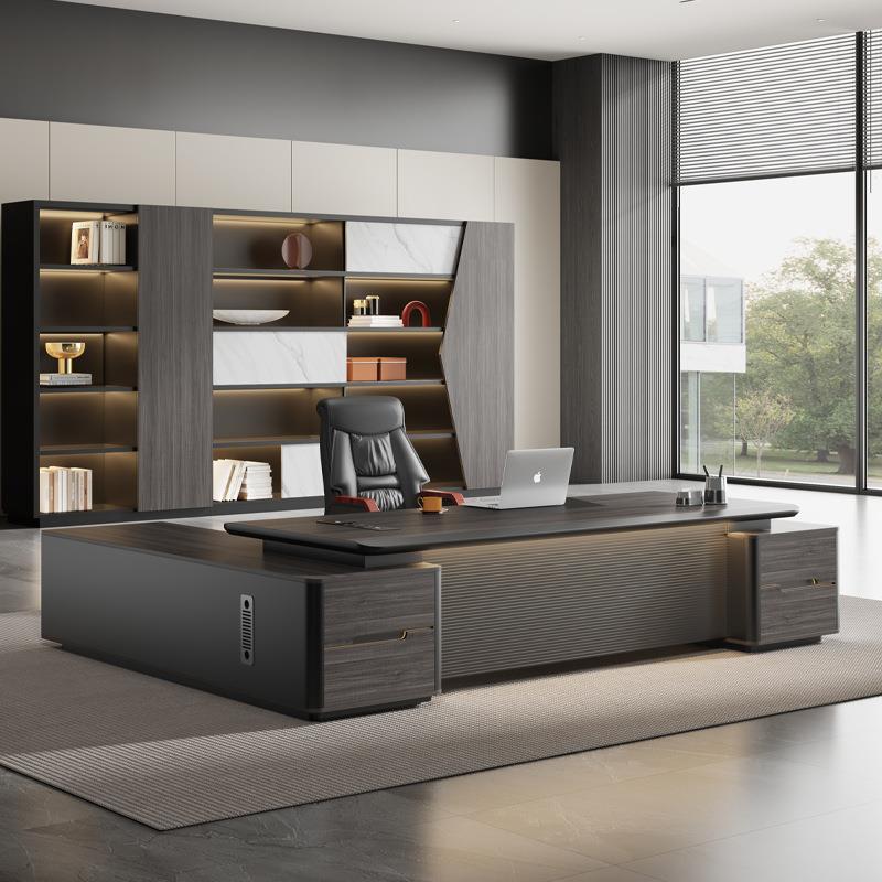 办公桌老板桌椅组合书柜总经理办公室总裁大班台简约现代办公室桌
