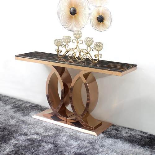 轻奢玄关台后现代不锈钢简约门厅玄关柜过道走廊现代大理石玄关桌