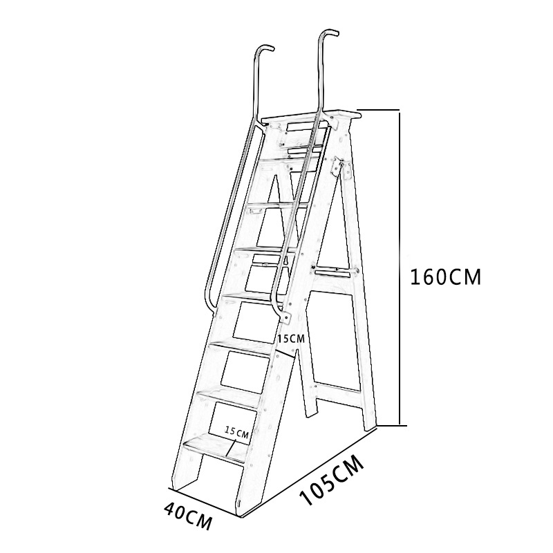 家用折叠楼梯g室内全实木单侧人字梯多功能移动登高木梯子扶梯单