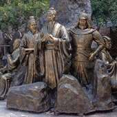 玻璃钢古代名人文化步行街小品仿铜人物雕塑铸铜名人雕像摆件制作