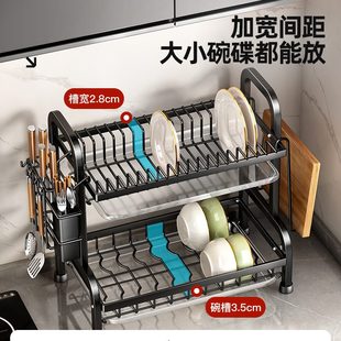 碗碟收纳架厨房置物架多功能碗柜家用双层碗筷收纳盒放碗架沥水架