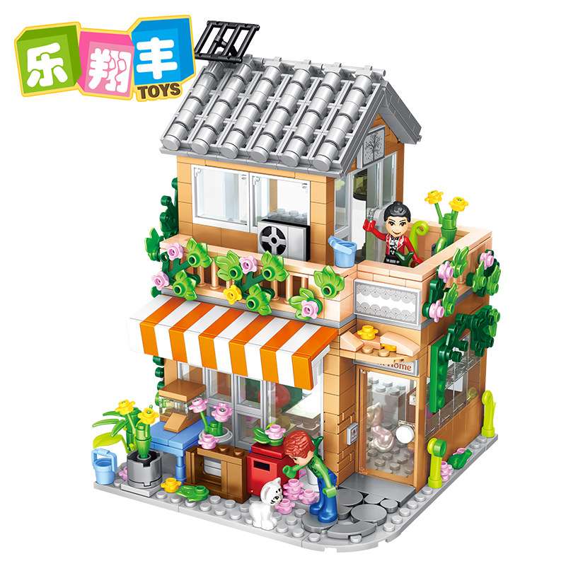 方橙8506拼装街景民宿别墅灯光模型积木儿童创意DIY拼插玩具