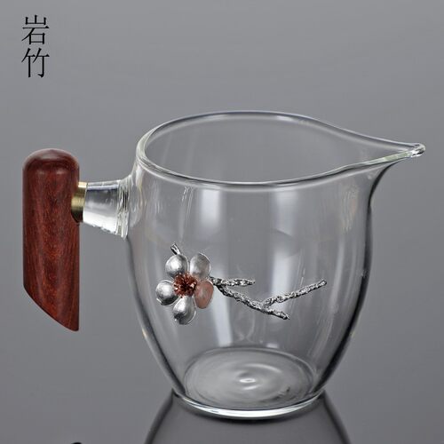 公道杯加厚耐热带把过分茶器创意性镶锡功夫茶具茶漏装