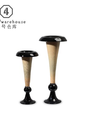 中古风级感蘑菇头艺术手工琉璃瓶器民宿酒店玄关展架软装