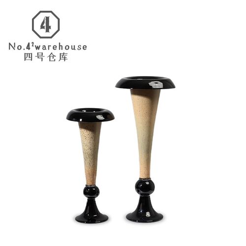 中古风级感蘑菇头艺术手工琉璃瓶器民宿酒店玄关展架软装