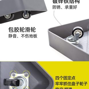 正方形花盆托盘带轮方形移动底座万向轮花盘拖滚轮滑轮白色塑料
