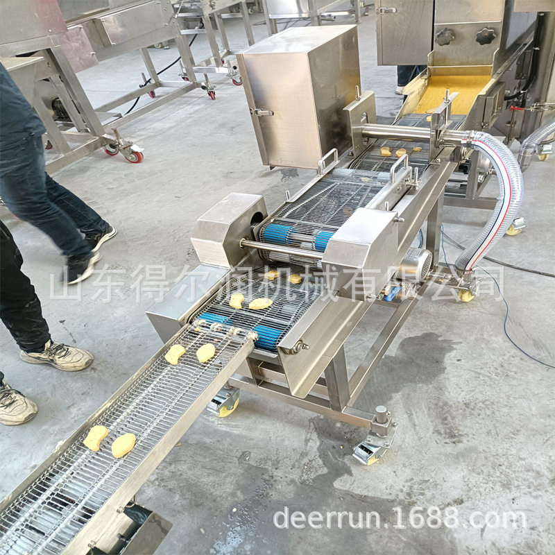 全自动薯饼生产线 小型肉饼加工流水线 上浆裹粉设备一站式购齐