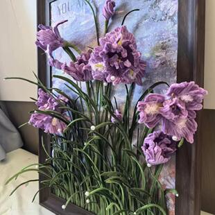 紫色鸢尾花装饰画手工diy扭扭棒花束油画相框材料包家居装饰摆件