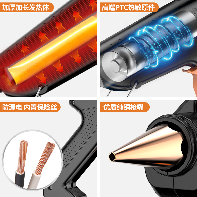 热熔胶枪 手工大号家用热t融热溶胶水枪送胶棒 电熔胶抢工具11mm