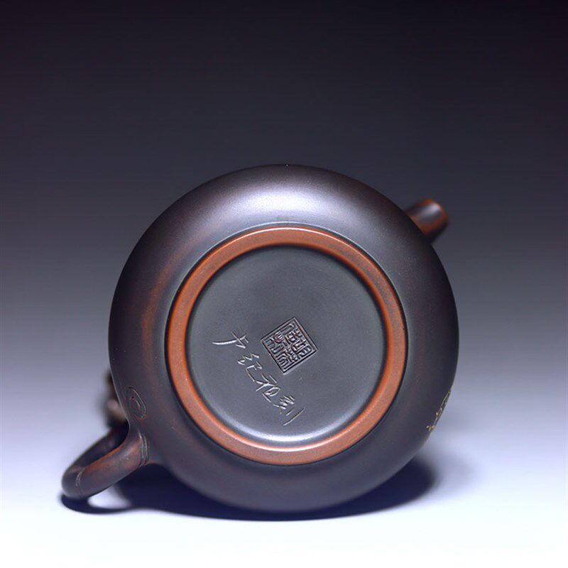 福禄壶广西钦州坭兴陶茶壶名家全B手工紫泥家用茶具卢纪祖雕刻精