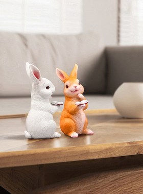 看书兔家居饰品花园盆景小饰品A装饰庭院可爱兔子治愈系迷你小摆