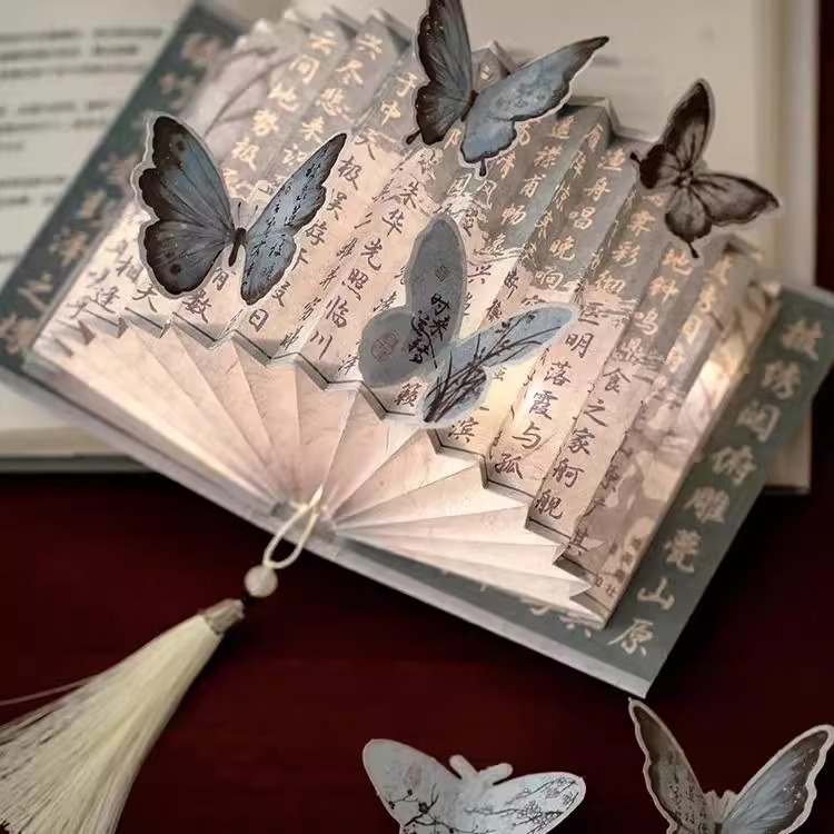 国风系列蝴蝶纸雕扇形书灯