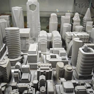 将作手造水泥建筑鱼缸水族布景造景失落城市房屋楼群沉水斗鱼缸