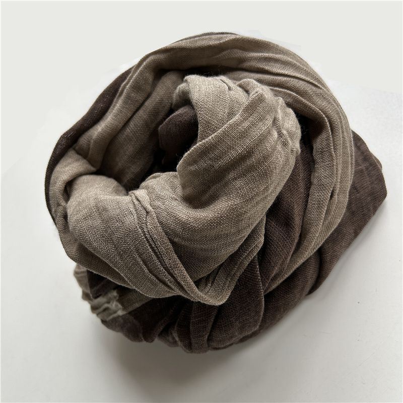 棉麻情侣围巾女春秋文艺日系空调围脖学生拼色男丝巾冬季长款披肩