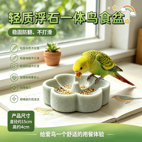 宠帮仕鹦鹉浮石磨嘴磨爪喂食碗
