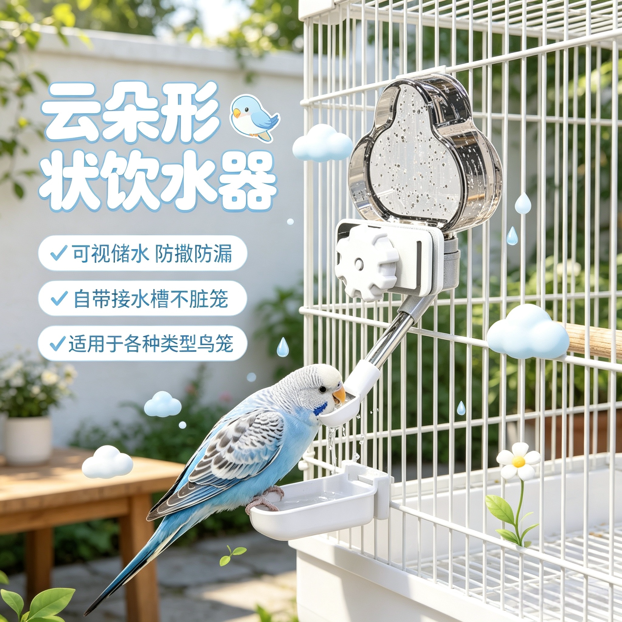 爆款鸟用饮水器自动喂食用品用具喂水下料器喝水器鹦鹉鸟笼配件