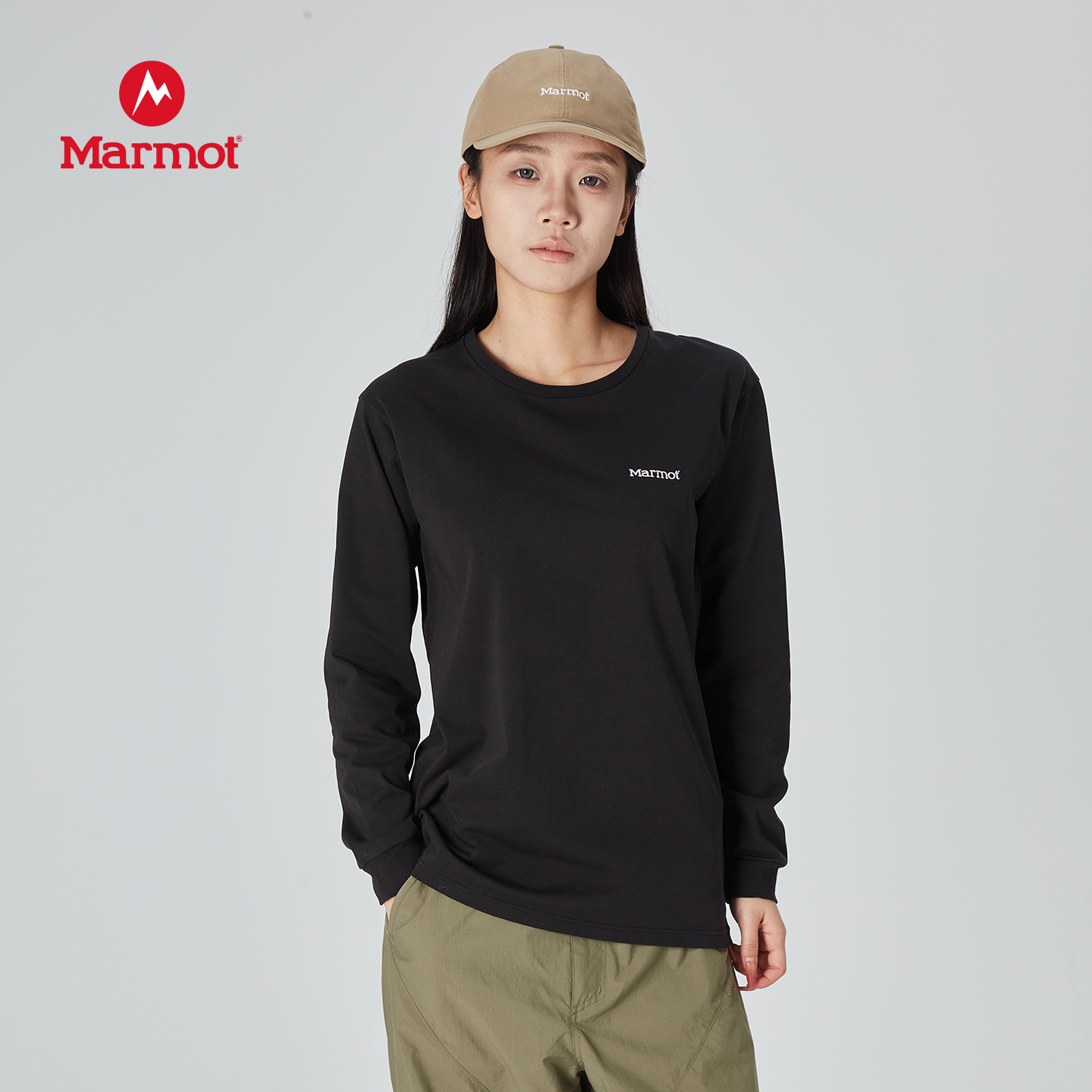 Marmot土拨鼠经典LOGO长袖T恤