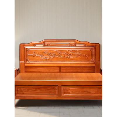 全实木金花梨木床中式1.8榫卯格木大床双人主卧1.5仿古雕花红木床