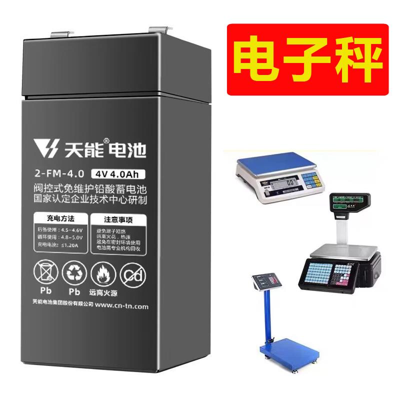 天能3-FM-4V4A称重电子秤吊秤台秤电池6V4ah20hr计价秤蓄电池电瓶