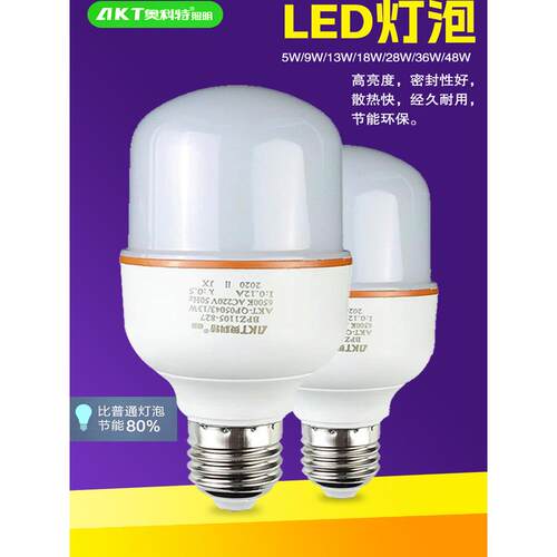 澳克特大功率防水超亮节能灯泡Led照明家用工程螺丝E27小灯泡白光