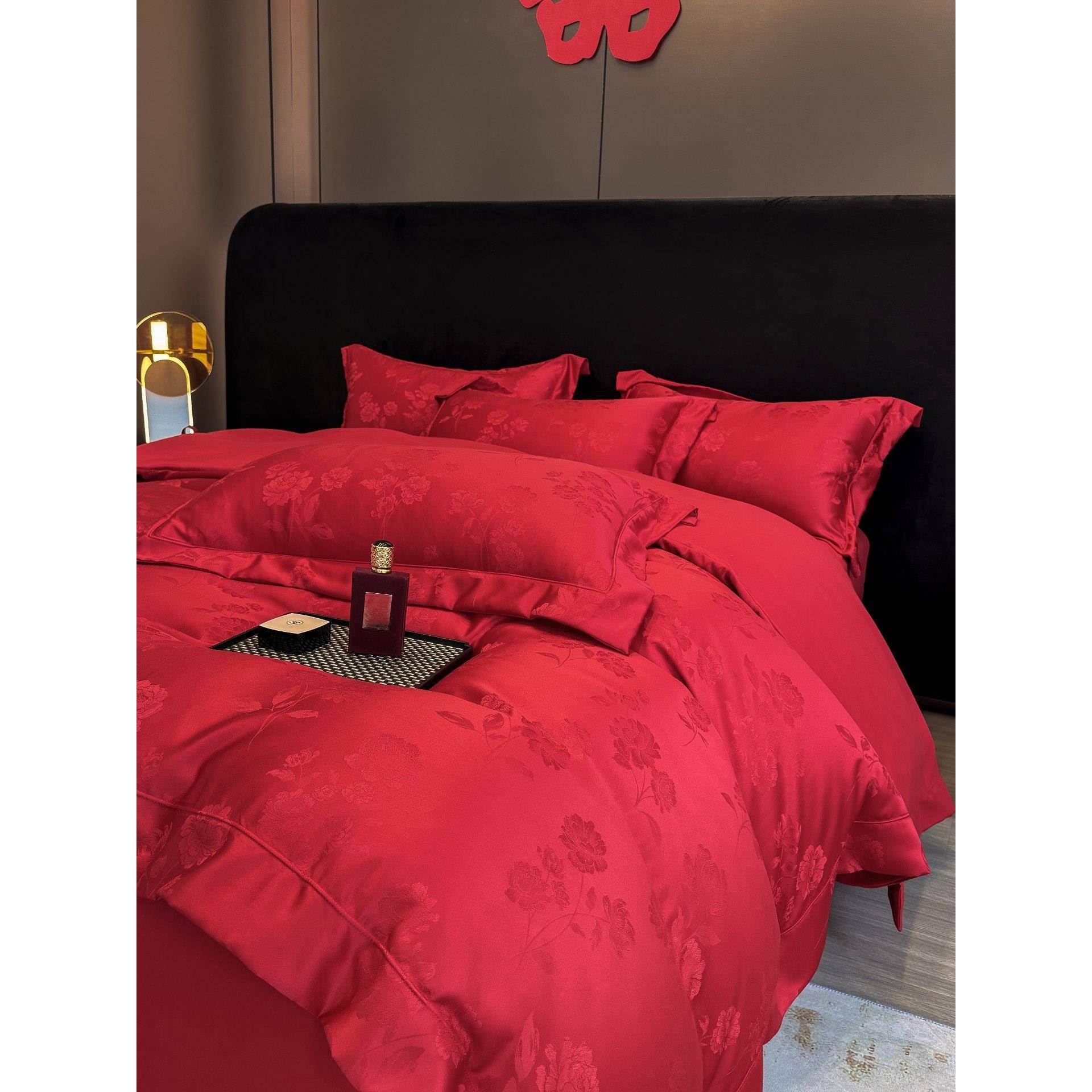 高级感A类结婚四件套2025新款被套红色喜被婚庆床上用品陪嫁备婚4