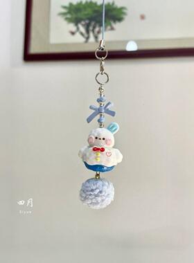 冬日小雪人雪花手机挂链钥匙扣串珠少女ins包包m5手帐本装饰挂件