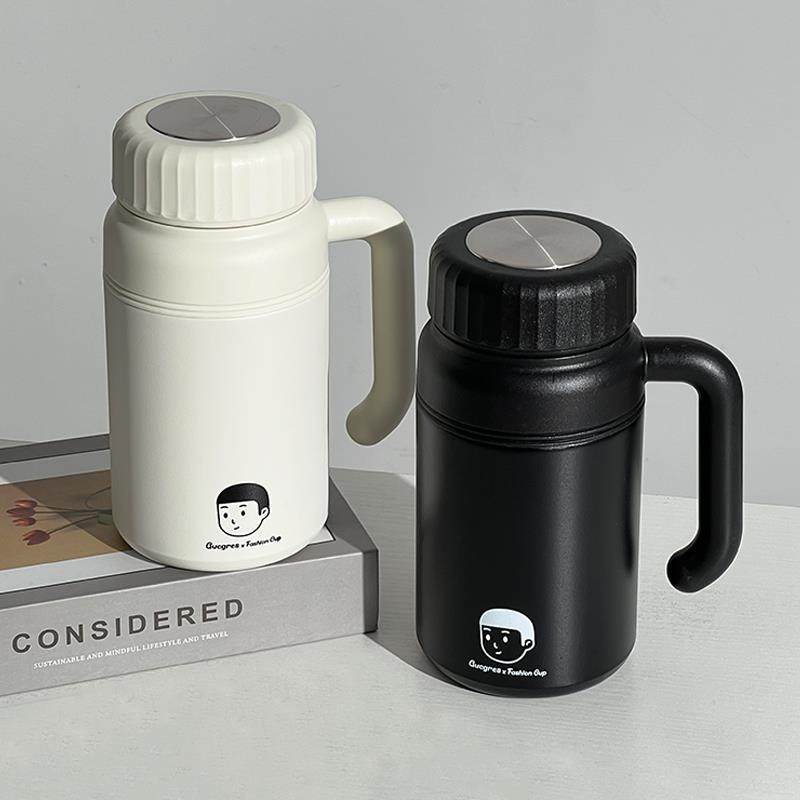 沐韩水杯大容量男士专用水壶茶水分离泡茶杯办公室保温杯运动杯子