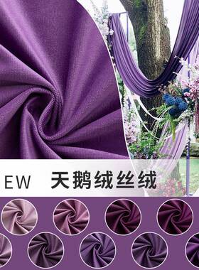 紫色绒布 婚礼布置装饰丝绒布舞台活动幕布荷兰绒布窗帘天鹅绒布