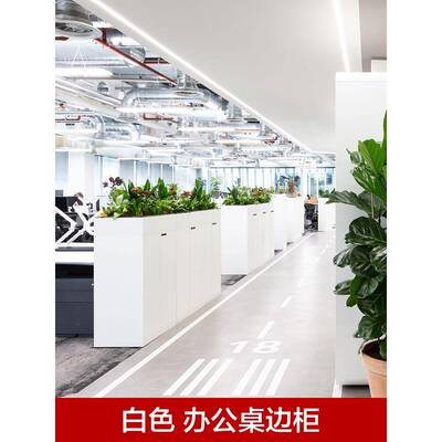 办公室桌边柜侧柜矮柜文件柜宽1200宽800铁皮收纳隔断资料柜白色