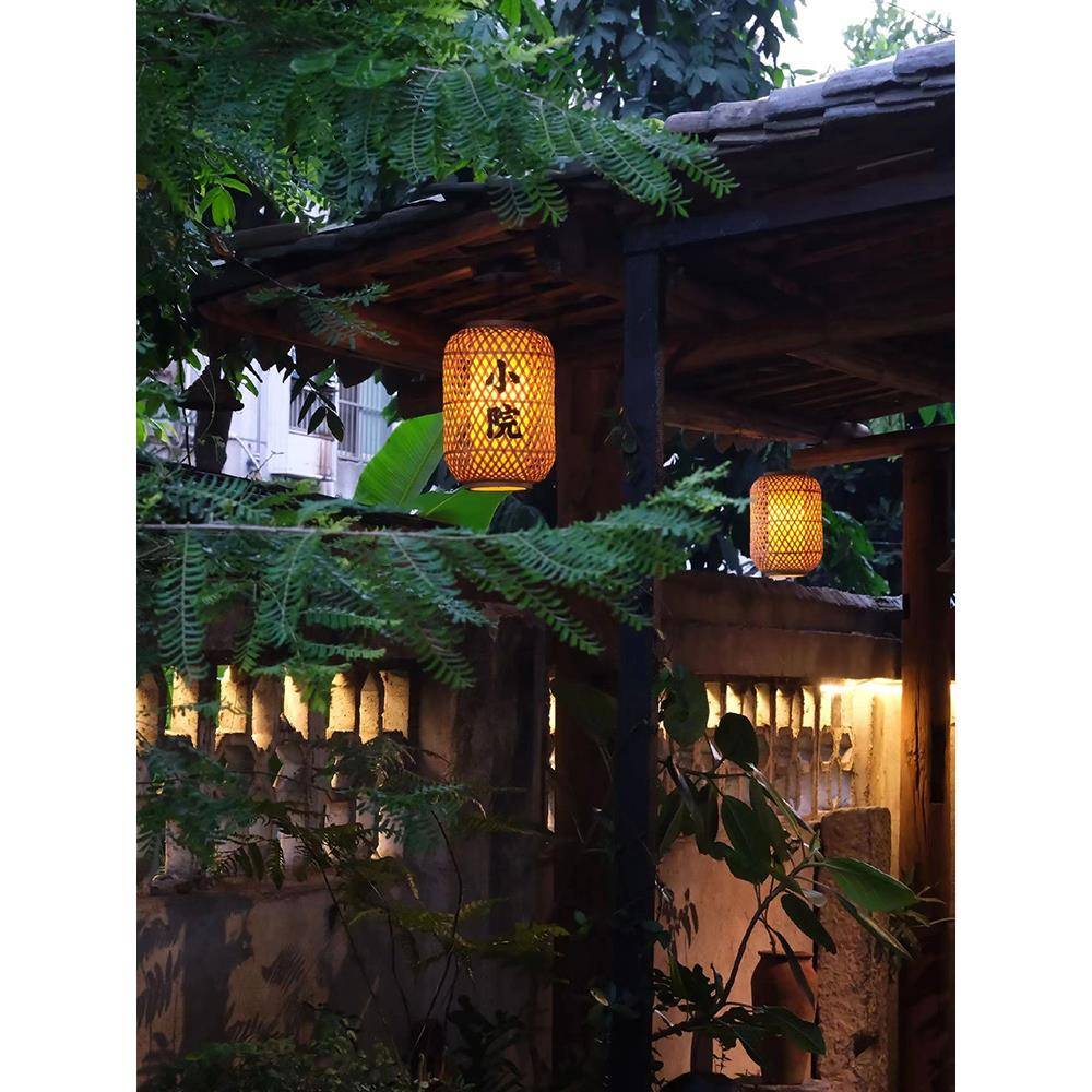 小院里竹编灯笼户外防水印字覆古风中式屋檐吊灯商用装饰古风灯笼