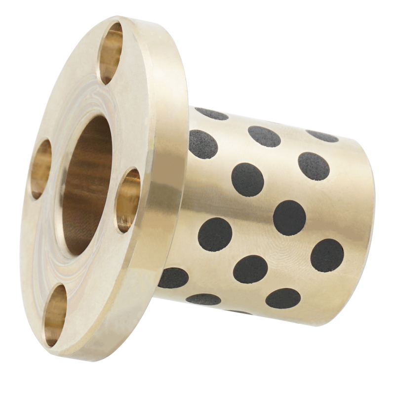 圆型法兰衬套镶嵌石墨耐磨铜轴套铜合金无油衬F套MPTZ30/35/40/50