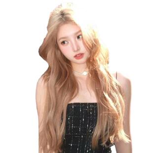 假发女长发rose同款 白金色大波浪长卷发彷真发全真人发中分全头套