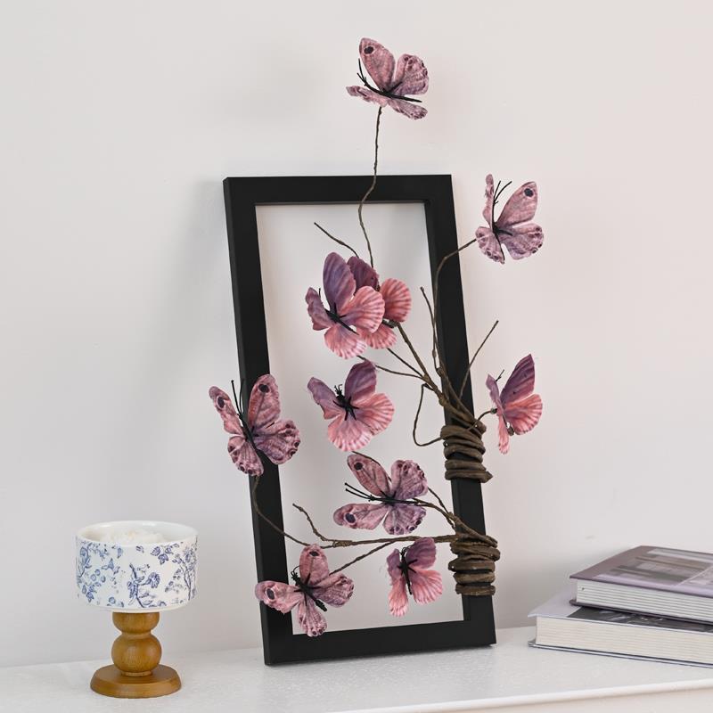 仿真蝴蝶相框枯枝摆件客厅装饰品办公室桌面仿真花艺民宿摄影摆设