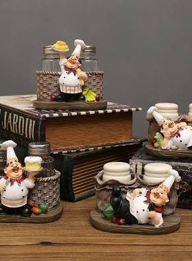 北欧风创意厨师摆件创意调味瓶牙签筒饭店饭厅桌面酒柜橱窗装饰品
