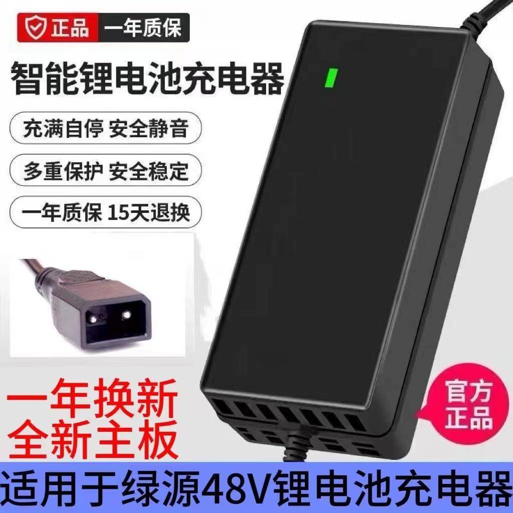 适用于 于绿源锂电池充电器48V14AH16AH2A3A5A星恒锂电两孔圆针全