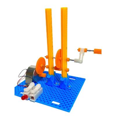 益智diy手工小制作电磁感应现象齿轮加速发电机手摇发电